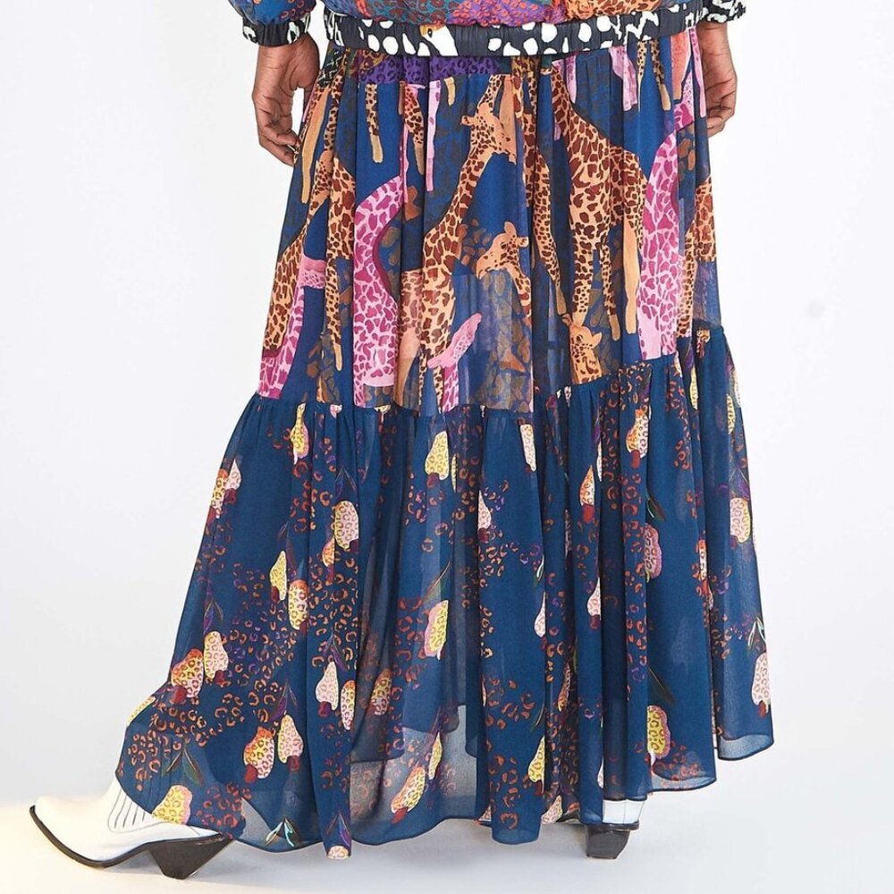 Farm Rio Blue Jungle Maxi Skirt - Size Small, Brand New with Tags